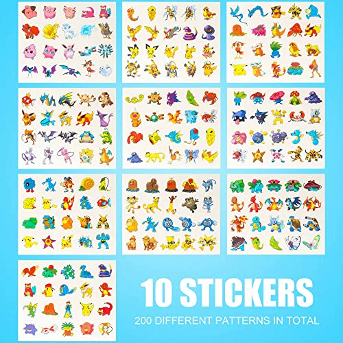 200 Pcs Anime Temporary Tattoos Stickers, Japanese Cartoon Tattoos Stickers DIY Arts Poke Waterproof Monster Theme Party Favors Birthday Decorations Gifts For Kids Classroom School Decor | The Storepaperoomates Retail Market - Fast Affordable Shopping