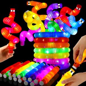 7 Pack Glow Sticks Christmas Party Favors – Light Up Pop Tube Sensory Fidget Toy Glow in The Dark Party Connectors for Bracelets, Pull and Stretch Toys for Wedding, Raves, Concert, Party