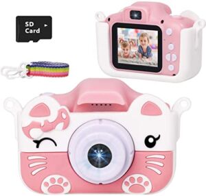 Xinbeiya Kids Selfie Digital Camera，Birthday Toy Gift for Girls Boys Age 2-10, Children Cameras for Toddler with 1080P Video，Portable and Rechargeable Toy Camera for Girls or Boys (Pink)