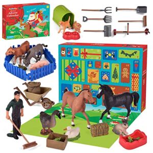 FUN LITTLE TOYS Kids Advent Calendar 2022 24 Days of Christmas Countdown Calendar for Kids with 30 Pcs Realistic Farm Toys Christmas Advent Calendar Toys, Christmas Gifts for kids and Toddlers