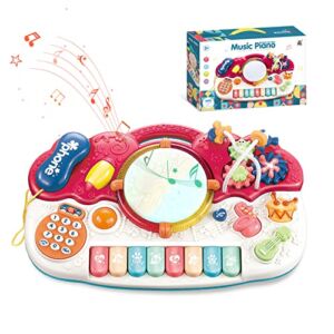 Dlordy Baby Piano Musical Toys, Drum, Guitar, Various Sounds Musical Toys for Boys Girls Age 1-3 Musical Instruments 1/2/3/4/5 Year Old Birthday Gifts Present Early Education Gift Pink