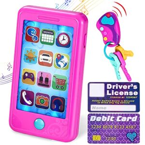 JOYIN Play-act Pretend Play Smart Phone, Keyfob Key Toy and Credit Cards Set, Kids Toddler Cellphone Toys, Toddler Birthday Gifts Toys for 1 2 3 4 5 Year Old