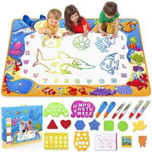 Water Doodle Mat – Kids Painting Writing Doodle Toy Mat – Color Doodle Drawing Mat Bring Magic Pens Educational Toys for Age 2 3 4 5 6 7 Year Old Girls Boys Age Toddler Gift