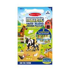 Melissa & Doug Take-Along Magnetic Jigsaw Puzzles Travel Toy On the Farm (2 15-Piece Puzzles) – Portable Puzzle Board, Seek And Find Activities, Travel Toys For Toddlers And Kids Ages 3+