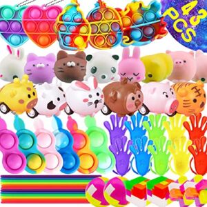 43PC Super Cute Pop prizes for Kids,Cute Party Favors Toys Suitable for 3-6-10 All Ages Kids,Mochi Squishies,Party Favors,Classroom Rewards,Pinata Fillers