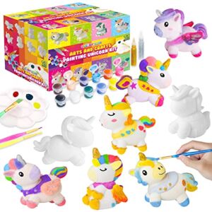 SpringFlower Unicorn Gift Toys for 3 4 5 6 7 8 Years Old Girls – Unicorn Arts and Crafts Painting kit Including 8 Cute Looking Unicorn Figures, DIY Creative Toy Gift for Kids