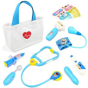 Liberry Durable Doctor Kit for Kids, 18 Pieces Pretend Play Doctor Toys, Dentist Medical Kit with Stethoscope and Kids Medical Storage Bag , Doctor Set Toys for Toddler Boys Girls 3 4 5 6 7 8 9（Blue）