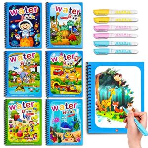 Water Coloring Books for Toddlers, Water Painting Book for Toddlers, Paint with Water Books for 2-4, Water Doodle Book Toys for 3-5, Travel Toys for Toddlers 1-3, Toddler Travel Toys. (6 Pack)