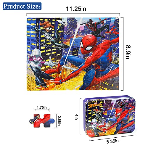 LELEMON 100 Pieces Spiderman Jigsaw Puzzles in a Metal Box for Kids Age for 4-8 Boys Girls Toy Puzzles Children Learning Educational Puzzles Toys | The Storepaperoomates Retail Market - Fast Affordable Shopping