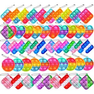 30 Pcs Mini Pop Fidget Keychain Toys Pack,Cheap Fidget Sensory Bundle Toys Party Favors for Kids