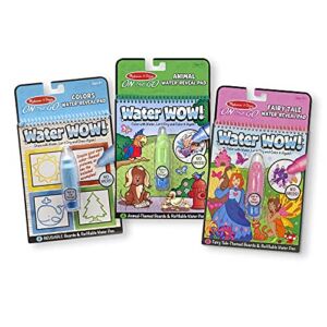 Melissa & Doug On the Go Water Wow! Reusable Water-Reveal Activity Pads, 3-pk, Colors and Shapes, Fairy Tales, Animals – Travel Toys, Stocking Stuffers, Mess Free Coloring For Kids Ages 3+