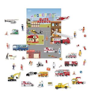 Magnetic Portable Playboard Elite Rescue Team Fire Fighting Trucks Police Trauma and Engineer (41 PCS )