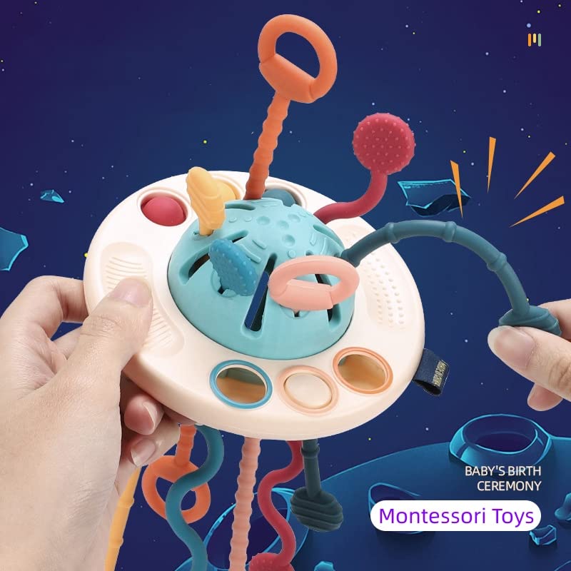 ReeRaa Montessori Toys, Silicone Pull String Activity Toys, Baby Sensory Toys, Baby Travel Toys, Baby Stress Relief Toys fine Motor Skills Toys 18m + Gifts (Blue) | The Storepaperoomates Retail Market - Fast Affordable Shopping