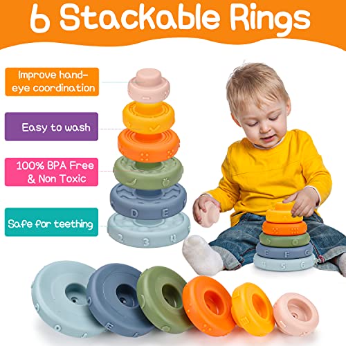 26pcs Soft Montessori Toys for 1 2 Year Old Sensory Infant Teething Toy Stacking Block Ring Toy Teether Balls Bath Toys Developmental Learning Education Toy for Toddler Baby 6-12 12-18 Months Gift | The Storepaperoomates Retail Market - Fast Affordable Shopping