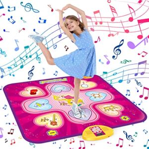 Gloween Dance Mat – Dance Toys Gifts for Age 3-10 Girls, Dance Play Mat with 7 Game Modes, LED Lights, Adjustable Volume, Built-in Music – Christmas Birthday Gifts for 3 4 5 6 7 8 9+ Years Old Kid