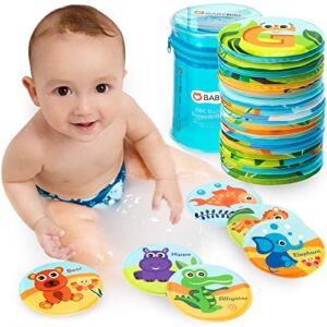 Floating Animals & Alphabet Flash Cards for Bathtub – Preschool Learning Toddler Flash Cards – Educational Bath Toys for 18 Months+ (Set of 26)