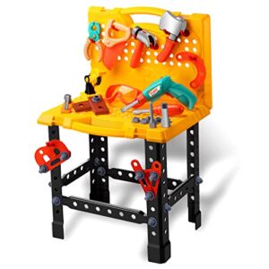 UNIH Toddler Tool Bench with Electric Drill Toddler Workbench Tools Set for Kids Toy Pretend Play Learning Toy Tool Set, Toddler Boy Toys for 2 Year Old Boys Gift