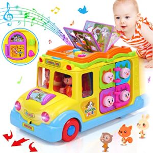 OCATO School Bus Toys for 1 Year Old Boy Girl Gifts, Baby Boy Toys 12-18 Months Musical Toys for Toddlers 1-3, Baby Crawling Learning Toys Infant Birthday Xmas Gifts for 1 2 3 Year Old Boys Girls Kids