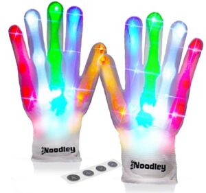 The Noodley LED Gloves for Kids Glow Gloves – LED Light Up Gloves for Kids LED Light Gloves for Kids LED Light Up Finger Gloves LED Gloves for Adults Finger Light Gloves Light Gloves Kids (Small)