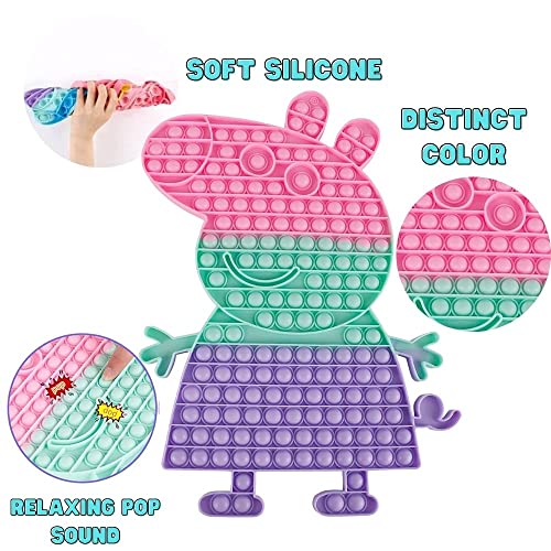 Ravel Jumbo 16.5in x 12in Pig Giant Pop Fidget Toys Bubble Huge Mega Large Biggest Pop it fidgets Sensory Toy Poppers Pops It Figit Anxiety Stress Relief Autism Push, Rainbow Gift Cute | The Storepaperoomates Retail Market - Fast Affordable Shopping