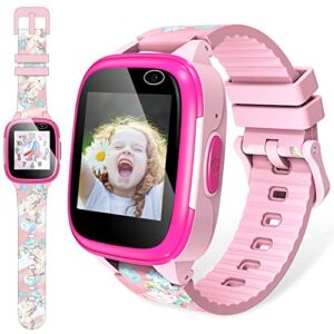 Ziegoal Kids Smart Watch for 3-12 Year Old Girls HD Dual Camera with Games Toddler Unicorn Birthday Multifunction Touch Screen Learning Educational Toys for Girls Age 4 5 6 7 8 9 10