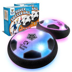 LLMoose Hover Soccer Ball – Set of 2 LED Hover Ball Toys w/ Foam Bumpers – Light Up Indoor Soccer Ball for Rainy Days or Outdoor Play – Soccer Stuff for Boys and Girls – Gifts for Toddlers and Kids