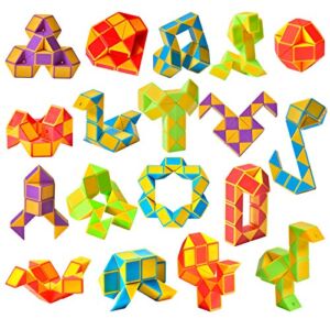 Ganowo 18 Pack Fidget Snake Cube Mini Twist PuzzleToys for Kids Teens Stocking Stuffer, Birthday Party Favors, Goodie Bags Fillers (Yellow)