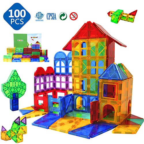 MAGBLOCK Magnet Toys Kids Magnetic Building Tiles 100 Pcs 3D Magnetic Blocks Preschool Building Sets Educational Toys for Toddlers Boys and Girls. | The Storepaperoomates Retail Market - Fast Affordable Shopping