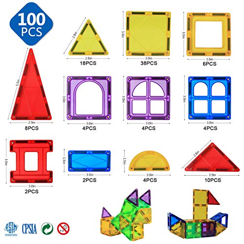 MAGBLOCK Magnet Toys Kids Magnetic Building Tiles 100 Pcs 3D Magnetic Blocks Preschool Building Sets Educational Toys for Toddlers Boys and Girls. | The Storepaperoomates Retail Market - Fast Affordable Shopping