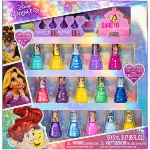 Disney Princess – Townley Girl Non-Toxic Peel-Off Water-Based Natural Safe Quick Dry Nail Polish| Gift Kit Set for Kids Girls| Glittery and Opaque Colors| Ages 3+ (18 Pcs)