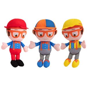 Blippi 7″ Plush Doll Toy Set, 3-Pack – Fireman, Construction Worker & Original Character Figures – Gift for Kids Ages 2+