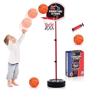 Toddler Basketball Hoop Stand Adjustable Height 2.5 – 4 ft – Mini Indoor Basketball Goal Toy with Ball & Pump for Baby Kids Boys Girls Outdoor Play Sport for Age 2 3 4 5 Years Old, Mini Basketball Toy