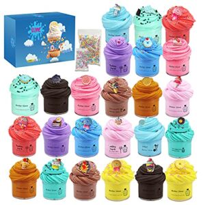 24 Pack Slime kit, Butter Slime, Macaroon Colors Cake Donut and Fruit Party Favors Slime， Stretchy and Non-Sticky, Stress Relief Toy for Kids Partys