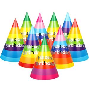 Outus 20 Pieces Rainbow Birthday Party Hats Fun Party Cone Hats Birthday Paper Hats Art Craft Caps Party Supplies for Kids Adults (Bright Style)