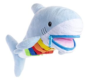 Buckle Toys – Bruce Shark Stuffed Animal – Montessori Learning Activity Travel Toy for Toddlers – Develop Motor Skills and Problem Solving