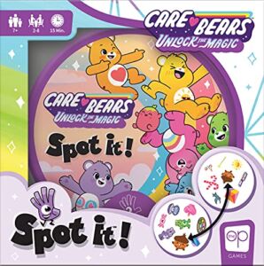 Spot It! Care Bears | Fun Card Game for Kids and Adults | Featuring Funshine, Grumpy, Wish, Share, Good Luck, Cheer, and Tenderheart Bear | Licensed Care Bears Game