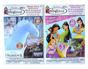 Colorforms Sticker Story Adventure Frozen 2 & Disney Princess Sets (Over 80 pcs & 6 Scenes) (Bundle of 2 Packs)