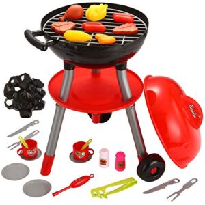 24 PCS Little Chef Barbecue BBQ Cooking Kitchen Toy Interactive Grill Play Food Cooking Playset for Kids Kitchen Pretend Play