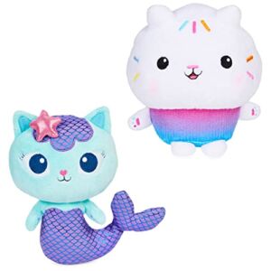 Gabby’s Dollhouse, Purr-ific Plush Toys 2-Pack with Cakey Cat and Mercat, Kids Toys for Ages 3 and Up