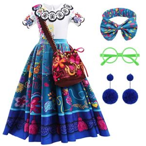 HBTKXIAWEI Magic Family Dress Costume Toddler Girls Cosplay Princess Outfits Kids Halloween Stage Show Party Dress Up (4-5 Years, Blue)