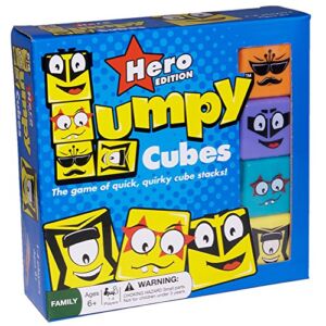 RoosterFin Lumpy Cubes Family Board Game – Hero Edition – Teacher Created Quick Stacking, Pattern Matching Fun with Emoji-Like Faces and Picture Cards for All Ages, Kids and Adults 6 Years and Up