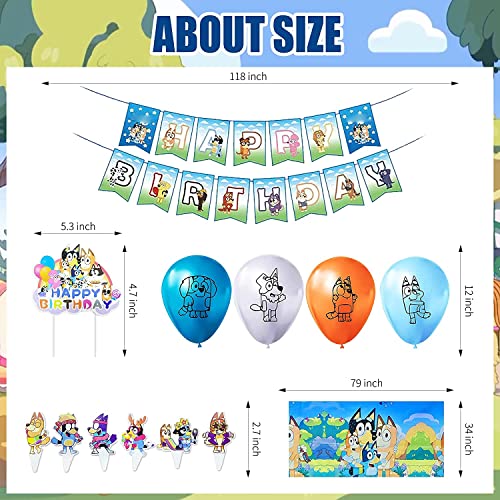 113Pcs Cartoon Blue Dog Birthday Party Supplies Includes Banners,Tablecloths,Cake Toppers,Cupcake Toppers,Plates,Cutlery,Balloons,Invitations,Hanging Birthday Decorations for Kids Boys and Girls | The Storepaperoomates Retail Market - Fast Affordable Shopping