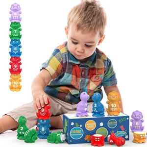 Websonaw Stacking Sorting Toys Toddler Matching Dinosaurs, Educational Stacking Toys, Hands-on Fine Motor Skills Learning Game Gifts for Toddlers 18 Months 2 3 4 Year Old Boys Girl