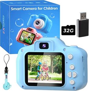 Homspal Kids Camera for Children, Photos, Digital Vedios, Selfie Camera with Filters and Gmaes for for 3-10 Year Old Boys and Girls, Toddler, Christmas Birthday Gifts Toys with 32G SD Card,Blue