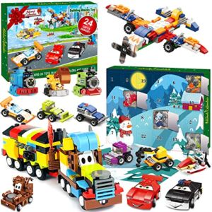 Christmas Advent Calendar 2022 with Building Blocks 4 Series 6 in 1 Stem Toys 24 Days Countdown Calendar Airplane Boat Car Train Building Toys for Boys Kids Party Favors Gifts Xmas Stocking Stuffers