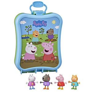Peppa Pig Toys Peppa’s Carry-Along Friends Toy Set, 4 Figures with Carrying Case, Preschool Toys for 3 Year Old Girls and Boys and Up