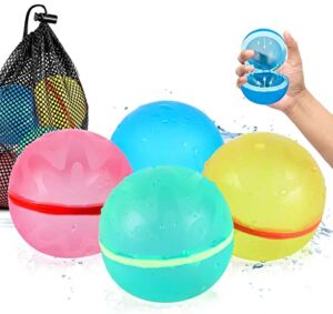 Smasiagon Reusable Water Balloons Soft Silicone Water Balls Self Sealing Quick Fill Outdoor Water Toys with Mesh Bag for Pool Beach Water Game, Bath Toy for Boys & Girls, Perfect for Toddler Bath