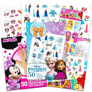 Disney Tattoos Party Favor Set For Girls — 150 Temporary Tattoos Featuring Minnie Mouse, Disney Princess and Frozen with Bonus Disney Princess Stickers (6 Disney Temporary Tattoo Sheets)