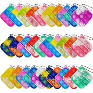30 Pcs Mini Pop Bubble Fidget Toys, Silicone Keychain Small Pop Bulk for Party Favors, Classroom Prizes, Reliever Hand Toy Goodie Bag Stuffers Halloween Christmas Birthday Gifts for Kids Students