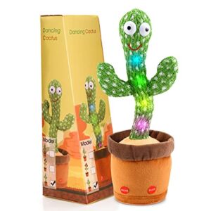Dancing Cactus, Talking Cactus Toy, Repeating and Recording What You Say, Singing and Taliking Plush Toy with Lighting, Singing Cactus Recording Cactus Mimicking Toy for Kids